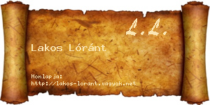 Lakos Lóránt névjegykártya